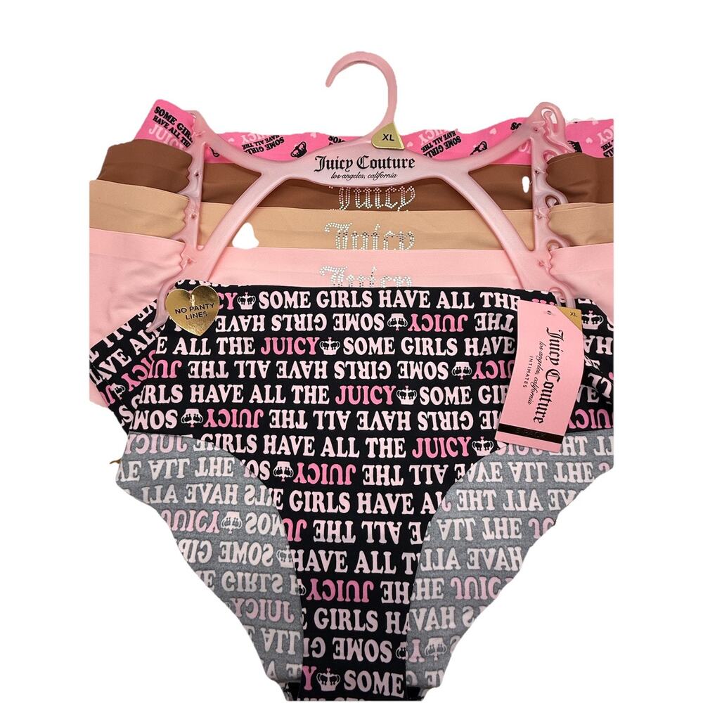 5 NEW JUICY COUTURE JC7812 5PKCG MF NO PANTY LINES HIPSTER PANTIES XL